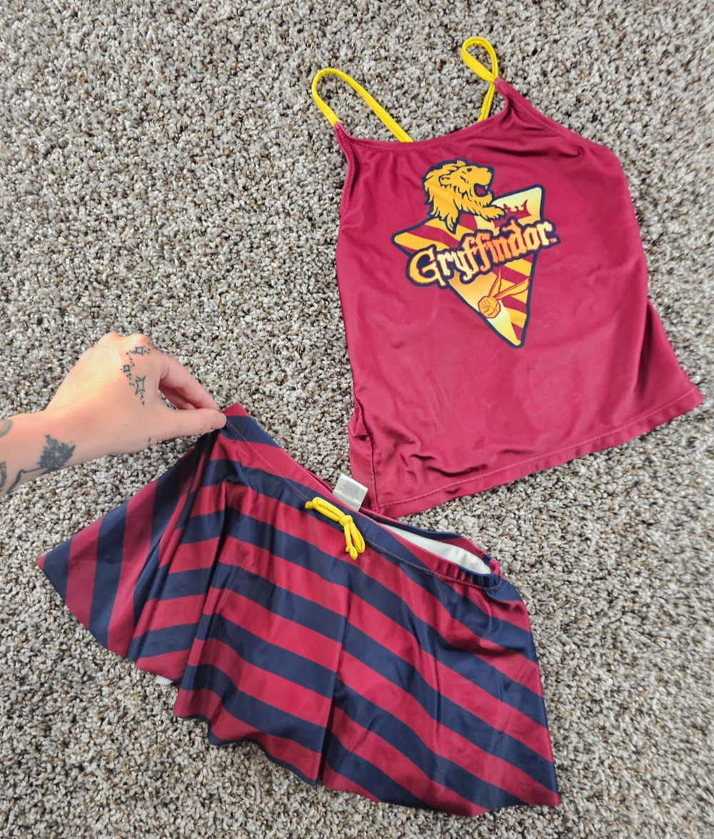 Harry Potter Gryffindor Girls Sz 10/12 Tankini Swimsuit Set Blue Red